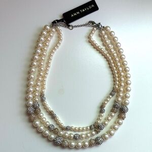 Classic triple-strand faux pearl necklace